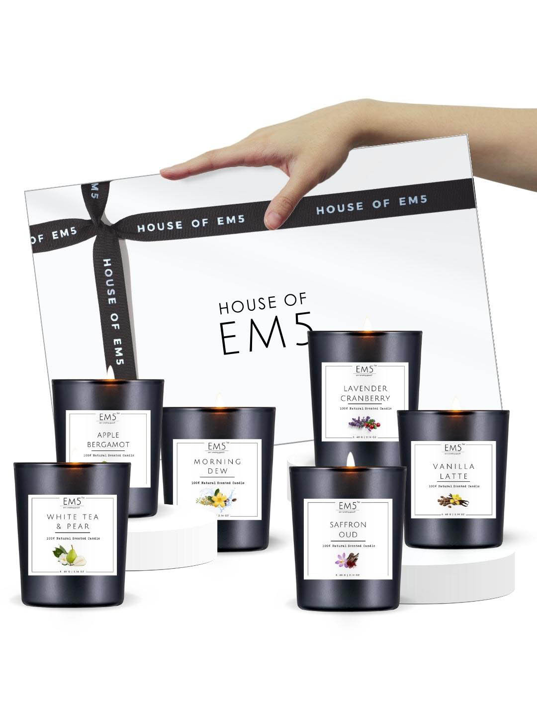 

EM5 White & Black 6 Pieces Scented Jar Candles