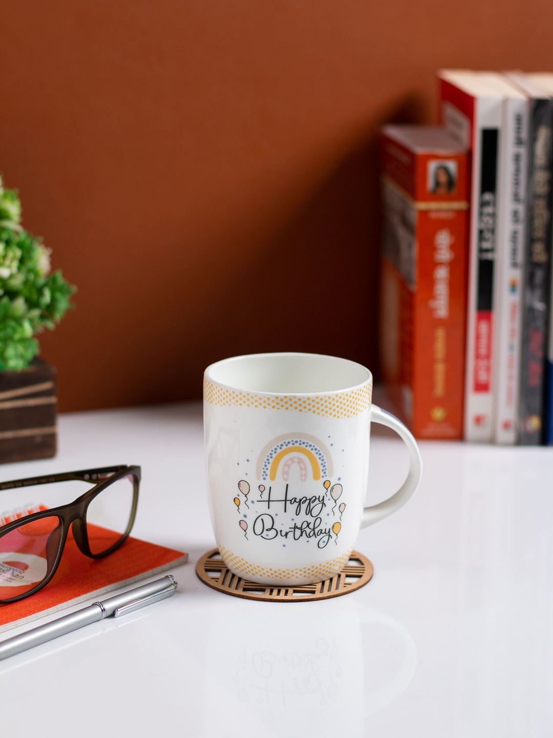 

Jcpl Fine Ceramic White 2 Pieces Printed Dishwasher Safe Glossy Coffee Mugs 350 Ml
