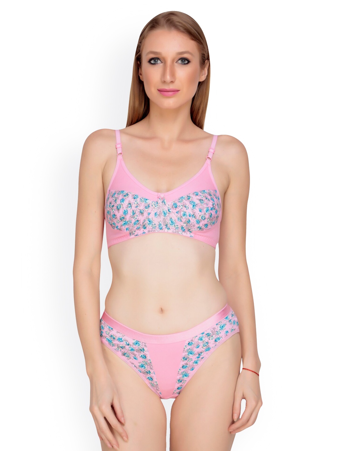 

Liigne Printed Lightly Padded Lingerie Set, Pink