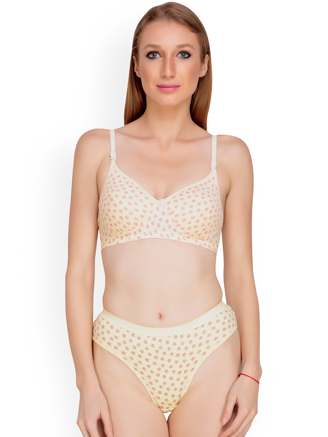 

Liigne Conversational Printed Padded Lingerie Set, Beige