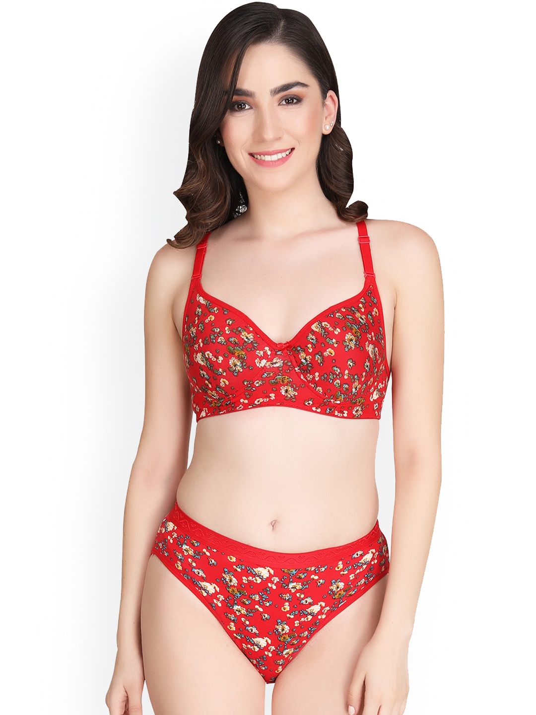 

Liigne Printed Padded Lingerie Set VC0362, Red