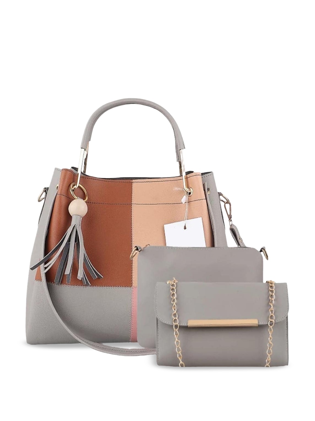 

LIKE STYLE Set Of 3 Structured Handbags, Grey