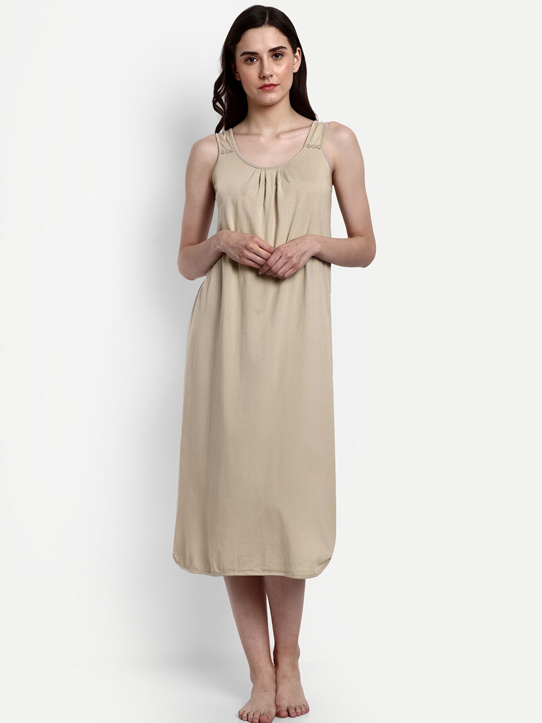 

BLAZON Pure Cotton Nighty Slip, Beige