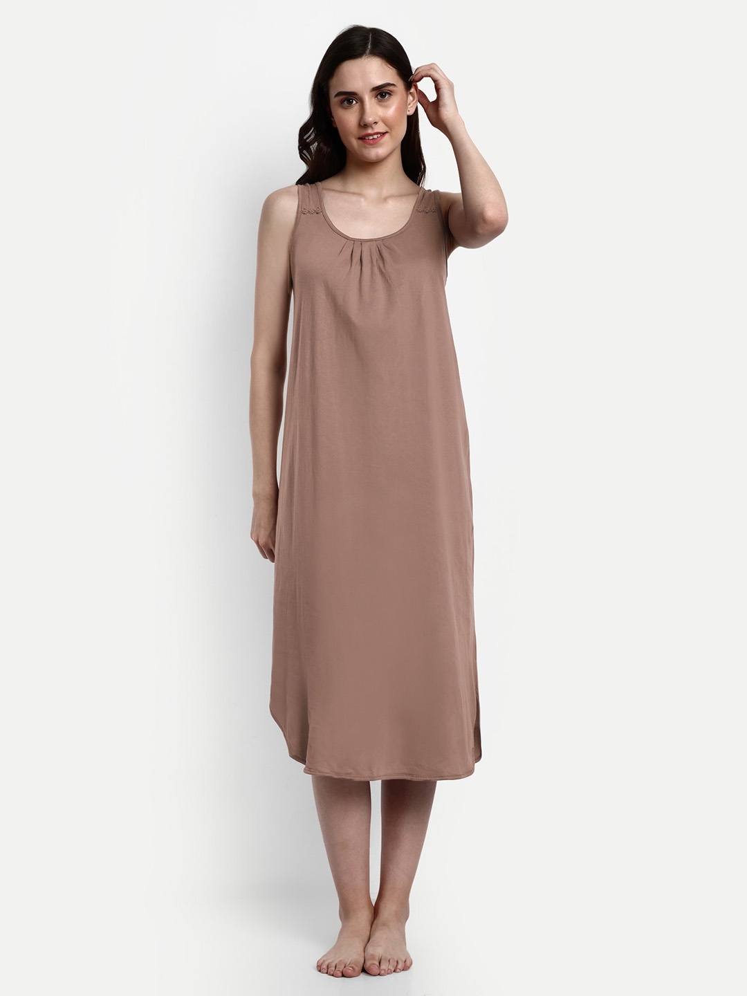 

BLAZON Pure Cotton Nighty Slip, Brown