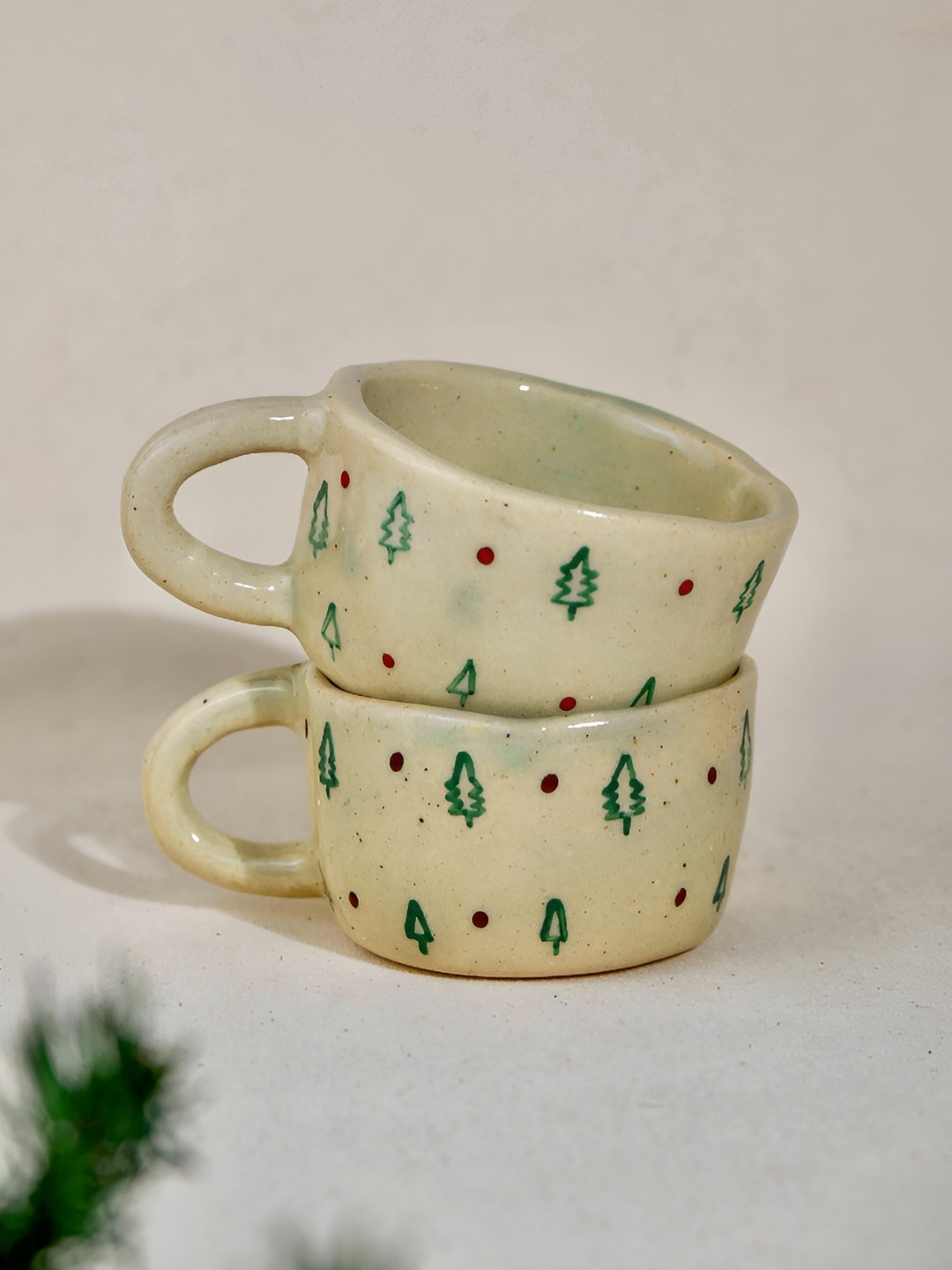 

The Orby House Beige 2 Pieces Printed Handcrafted Ceramic Cup 150ml
