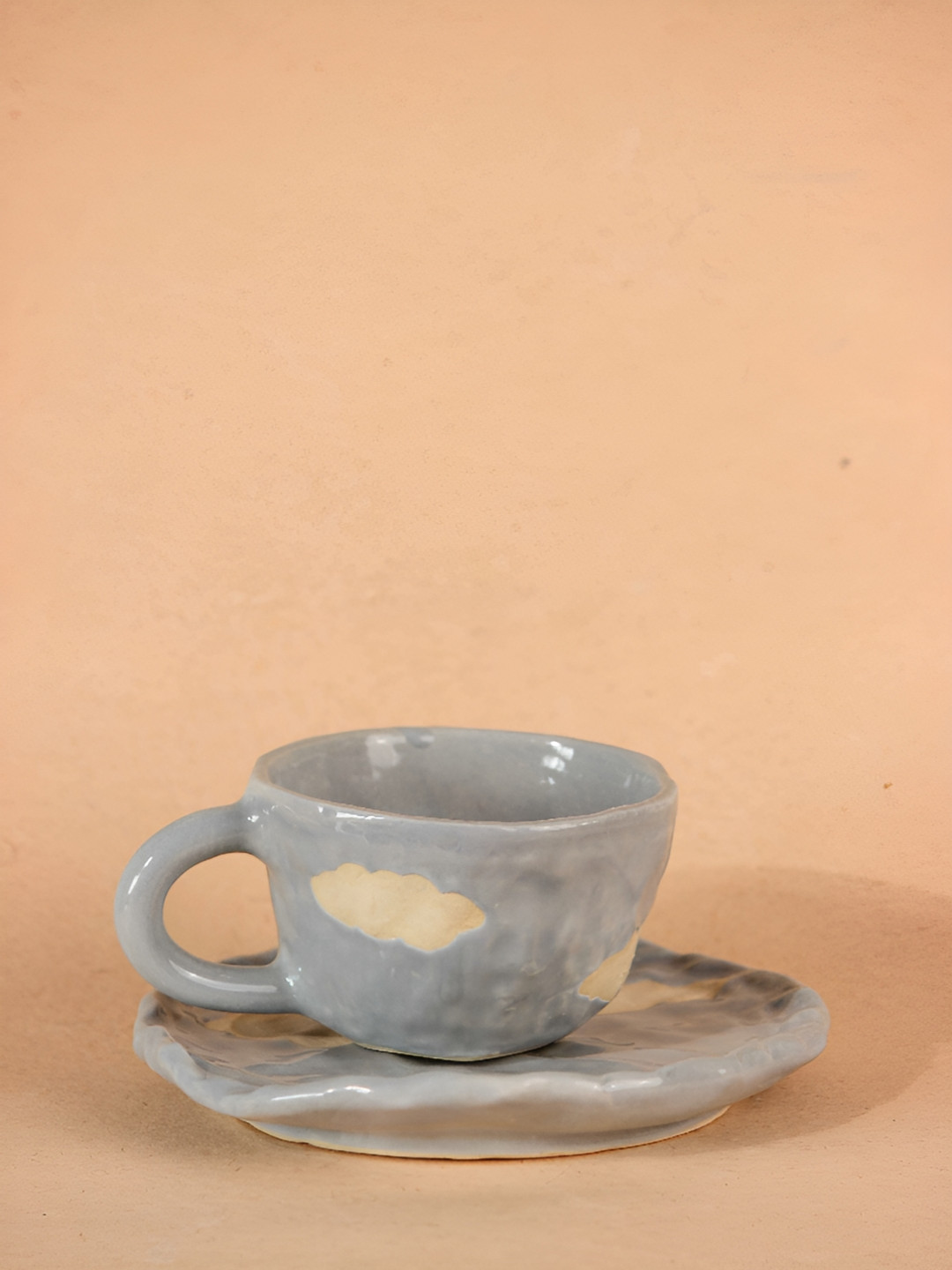 

The Orby House Grey 2 Pcs Textured Handcrafted and Hand Painted Ceramic Glossy Cup 250 ml