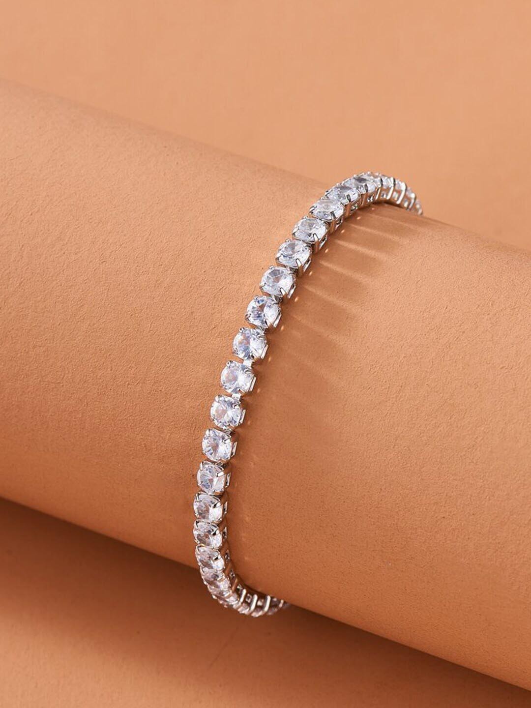 

Designs & You Silver-Plated Cubic Zirconia Studded Brass Wraparound Bracelet