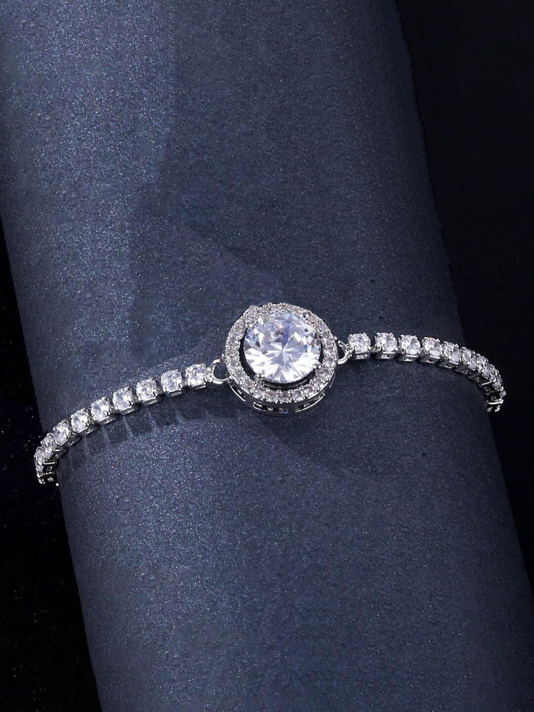 

Designs & You Silver-Plated Cubic Zirconia Studded Brass Wraparound Bracelet