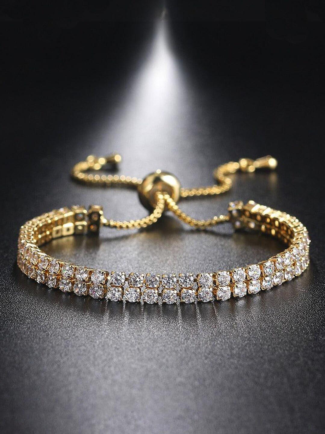 

Designs & You Gold-Plated Cubic Zirconia-Studded Wraparound Bracelet