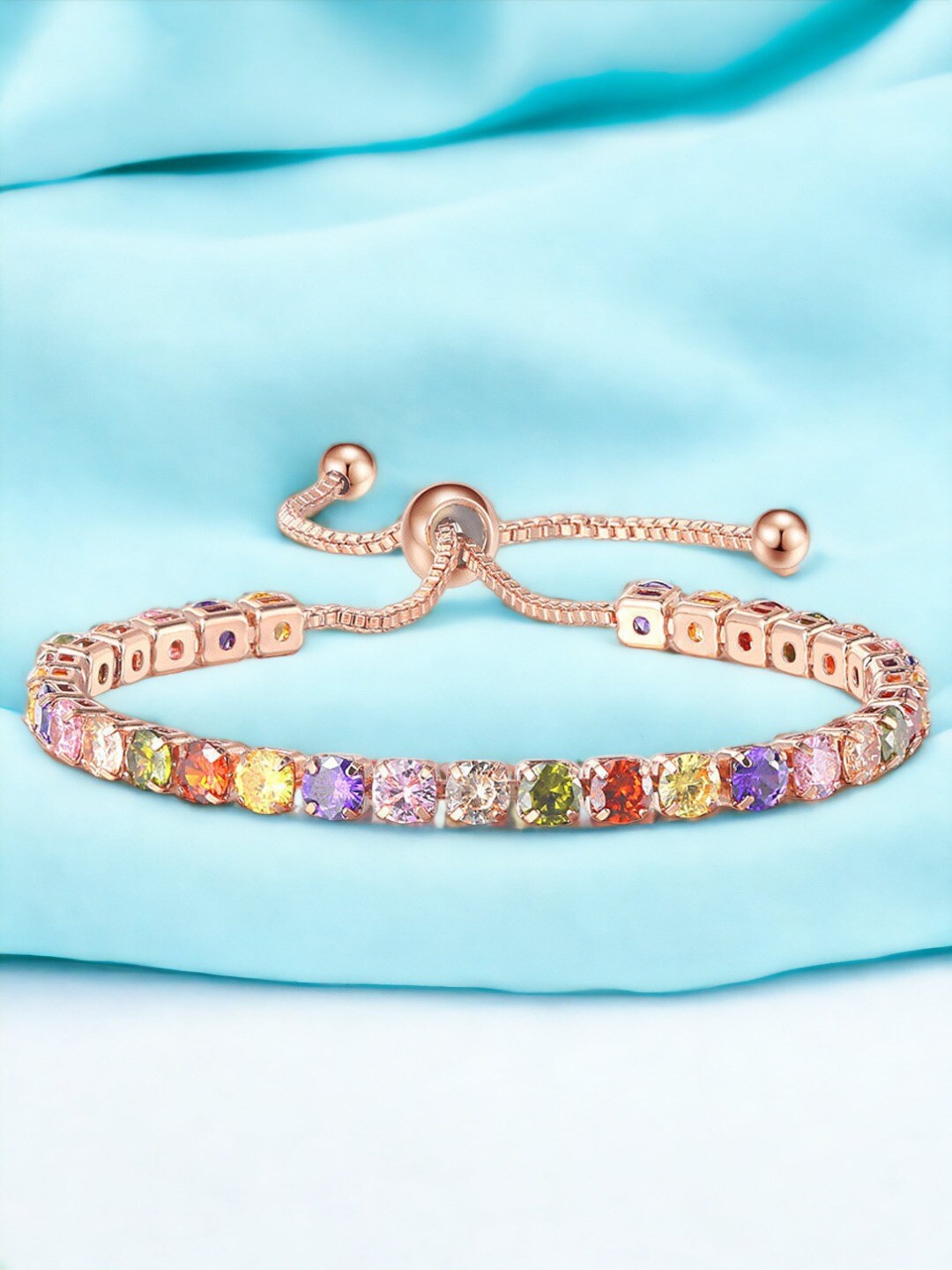 

Designs & You Cubic Zirconia-Studded Rose Gold-Plated Wraparound Bracelet