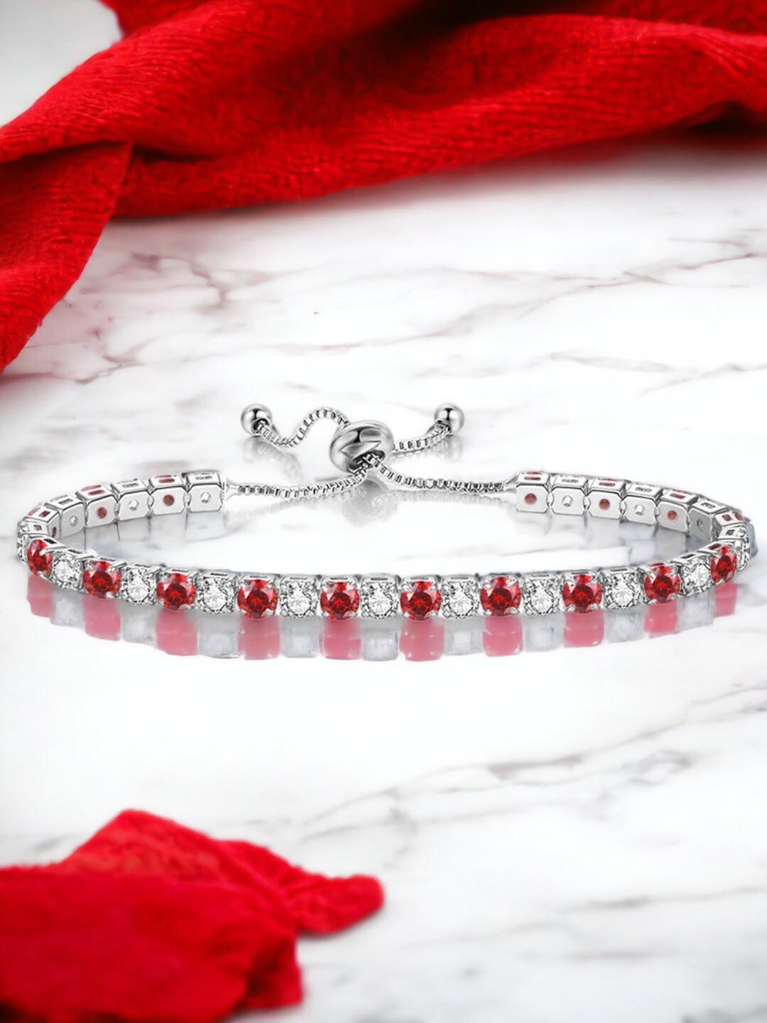 

Designs & You Cubic Zirconia-Studded Silver-Plated Wraparound Bracelet