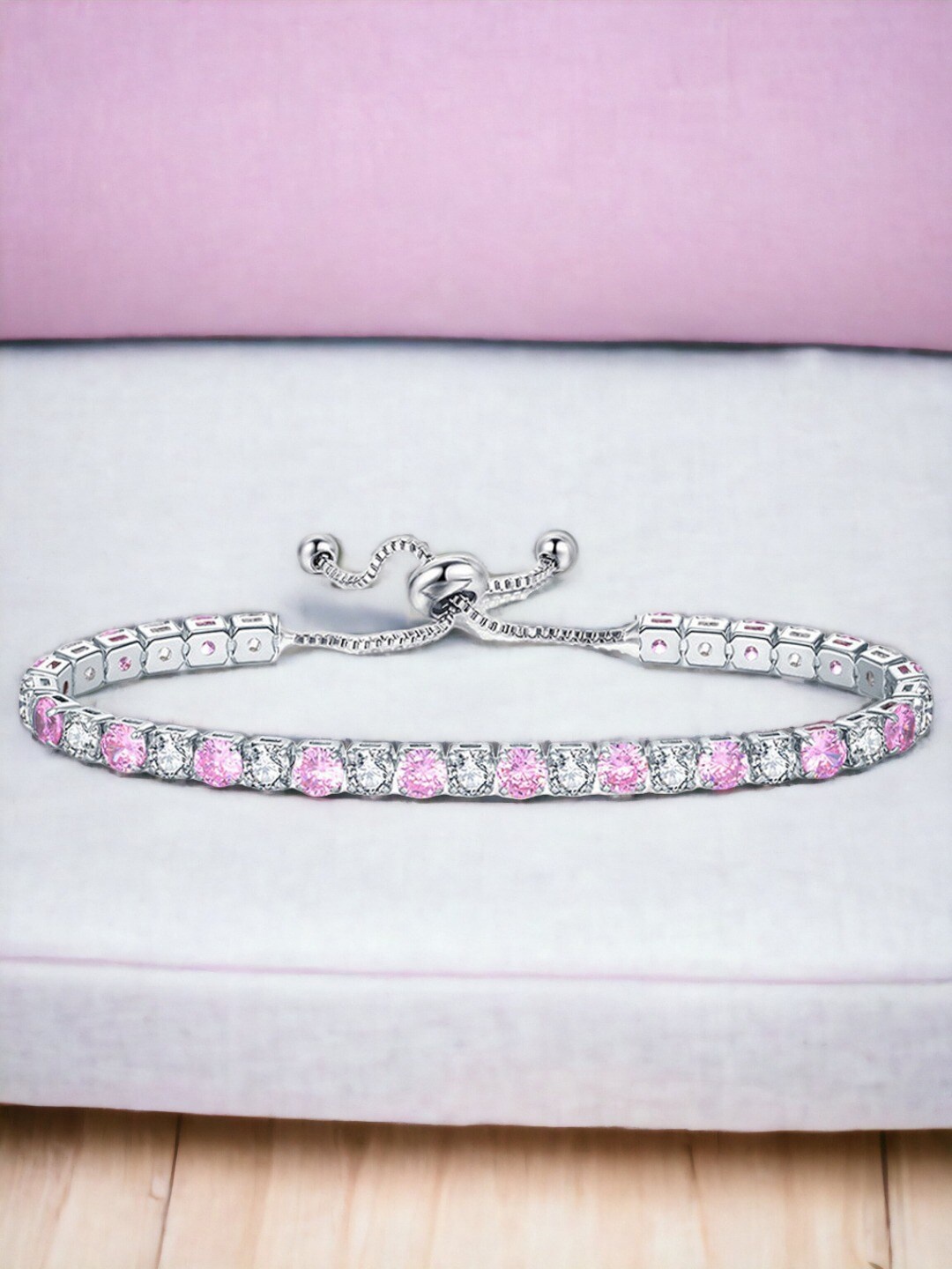 

Designs & You Silver-Plated Cubic Zirconia-Studded Wraparound Bracelet