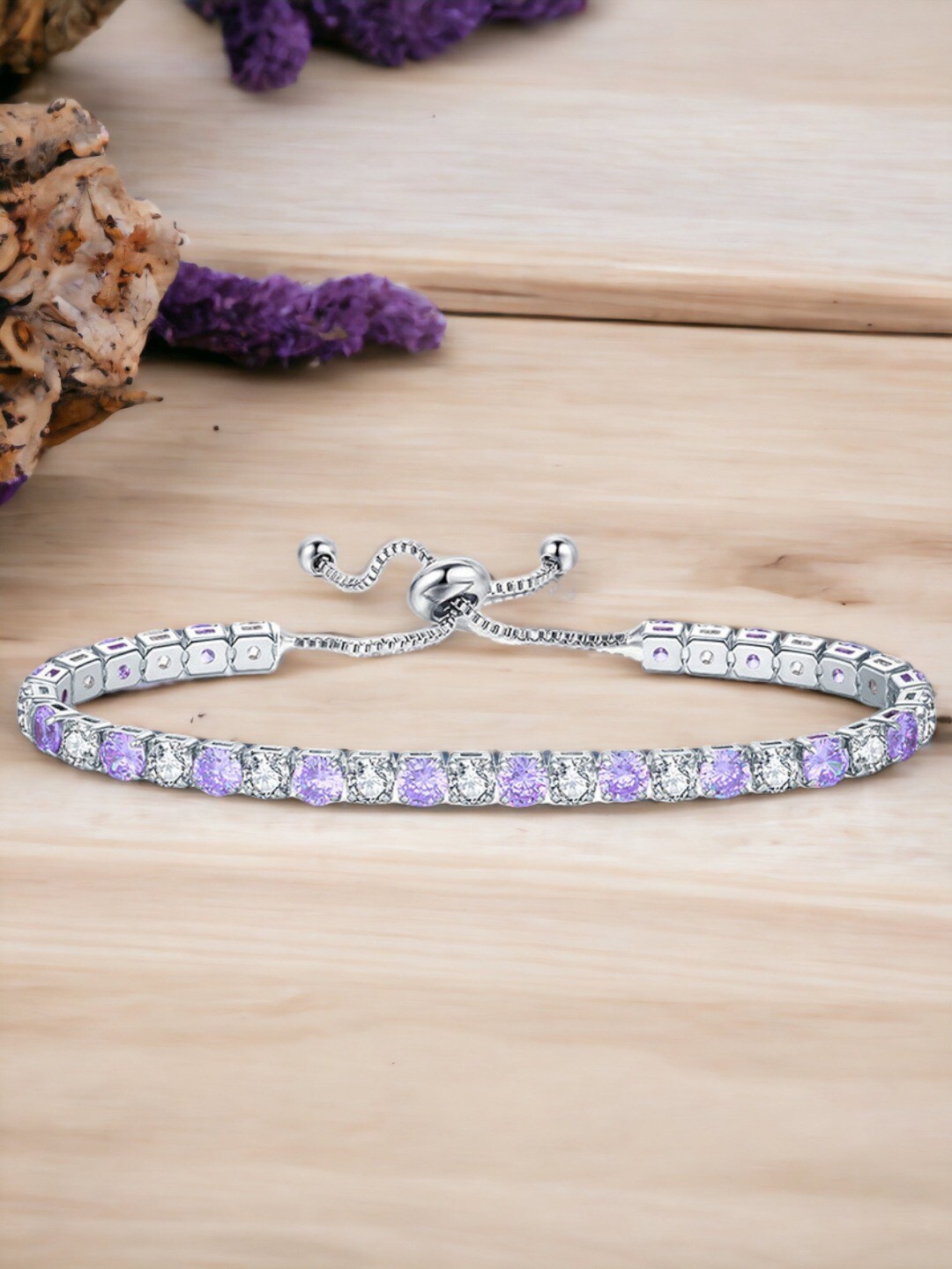 

Designs & You Women Silver-Plated Cubic Zirconia Wraparound Bracelet