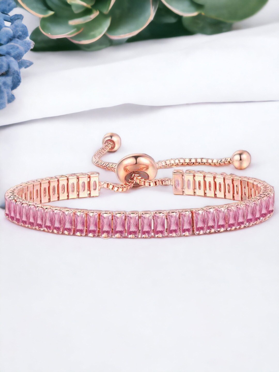 

Designs & You Women Rose Gold-Plated Zirconia Wraparound Bracelet