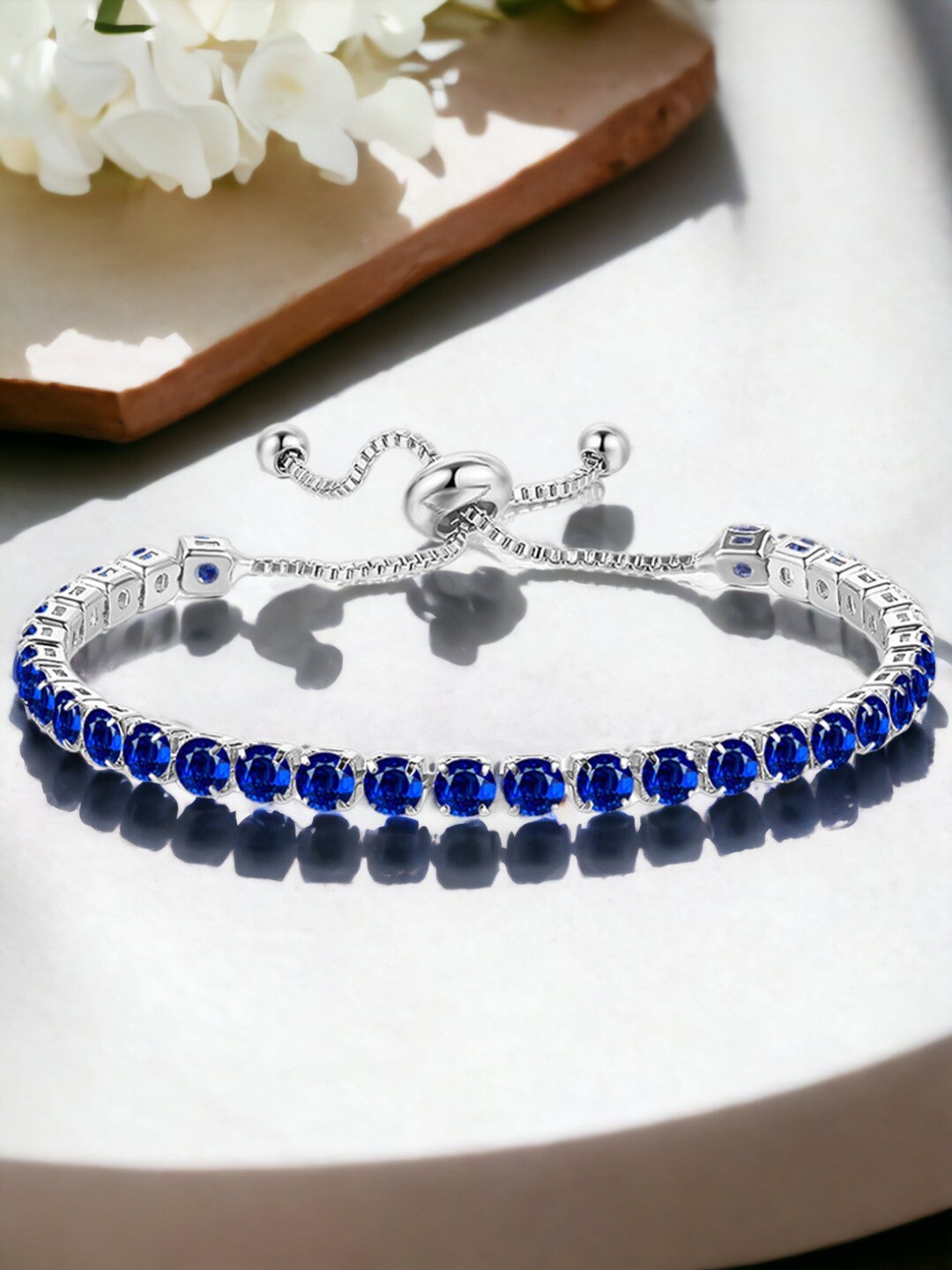 

Designs & You Women Silver-Plated Cubic Zirconia Wraparound Bracelet
