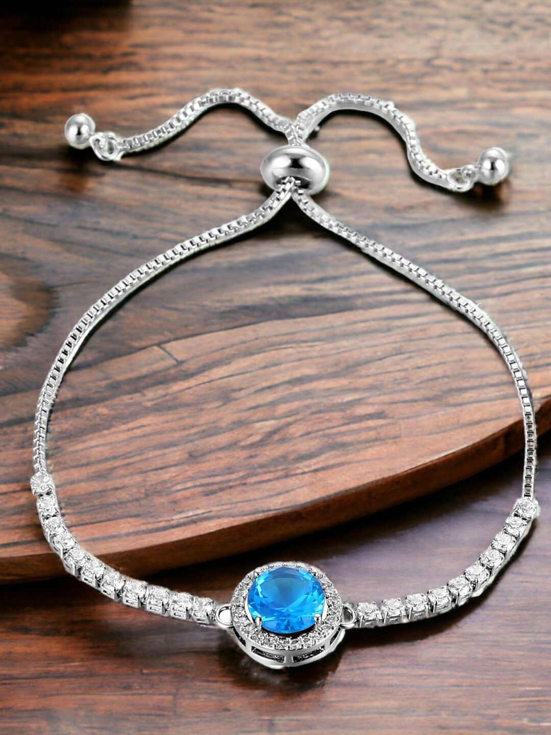 

Designs & You Women Silver-Plated Cubic Zirconia Wraparound Bracelet
