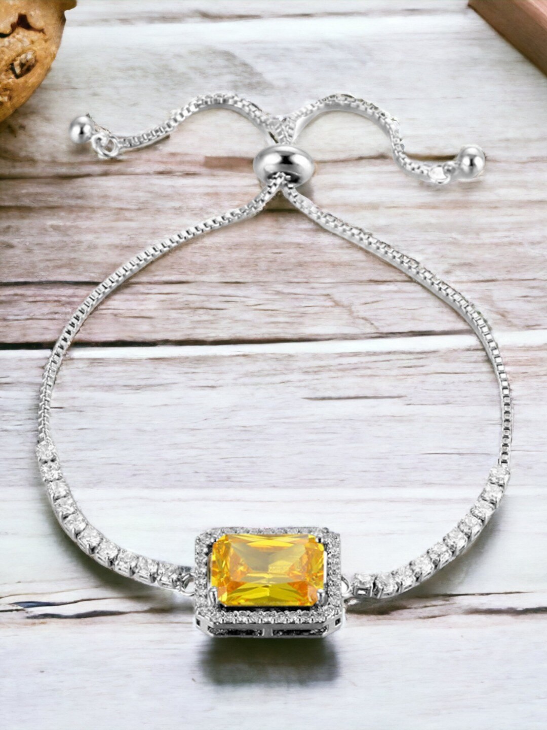 

Designs & You Silver-Plated Cubic Zirconia Studded Wraparound Bracelet