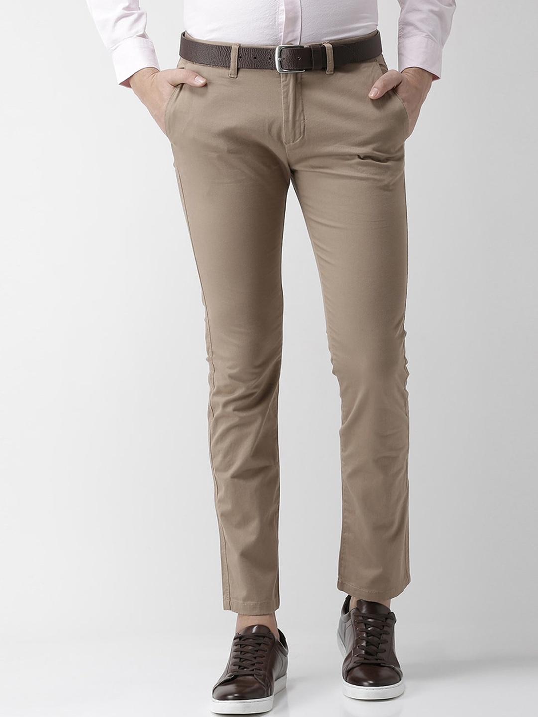 

Celio Men Mid-Rise Slim Fit Formal Chinos Trousers, Beige