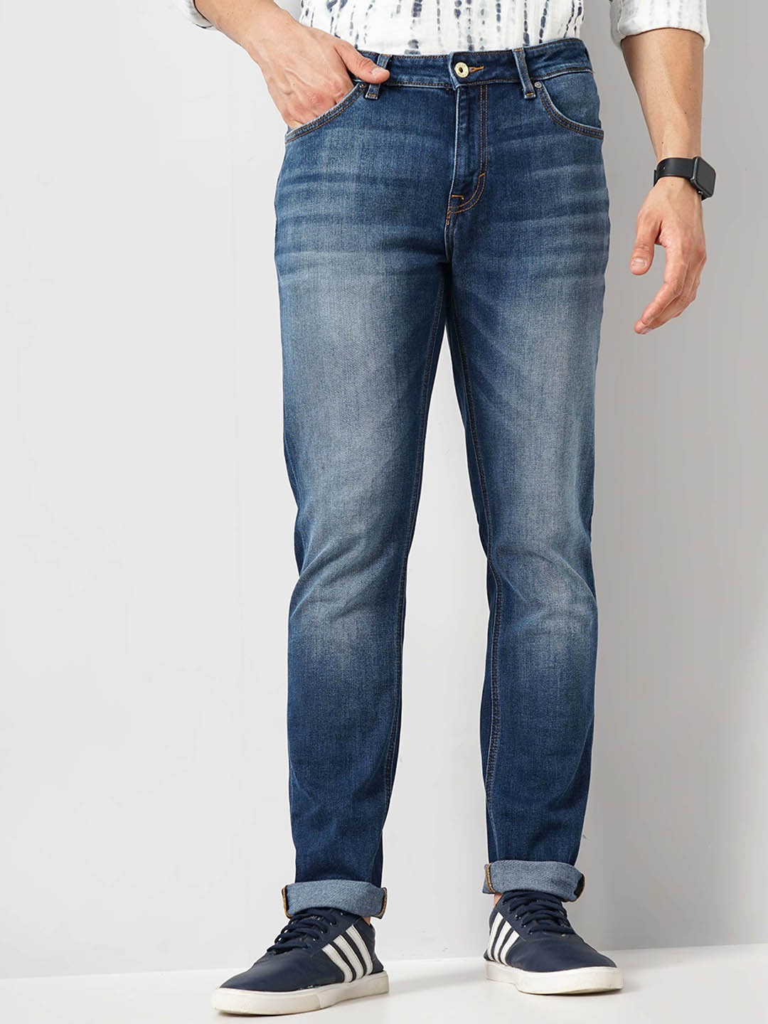 

Celio Men Mid-Rise Jean Slim Fit Heavy Fade Jeans, Blue