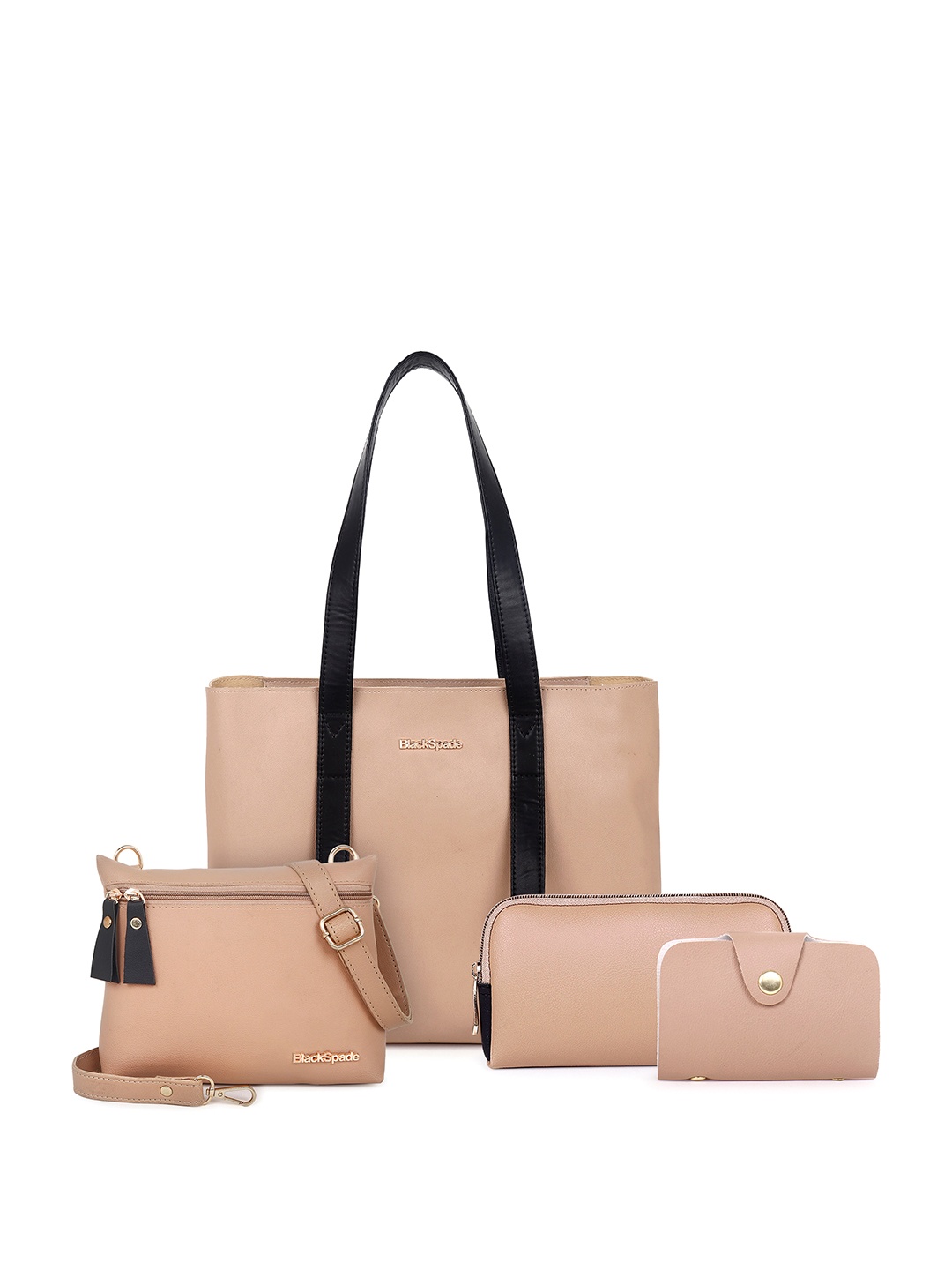 

Black Spade Structured Tote Bag Set, Beige