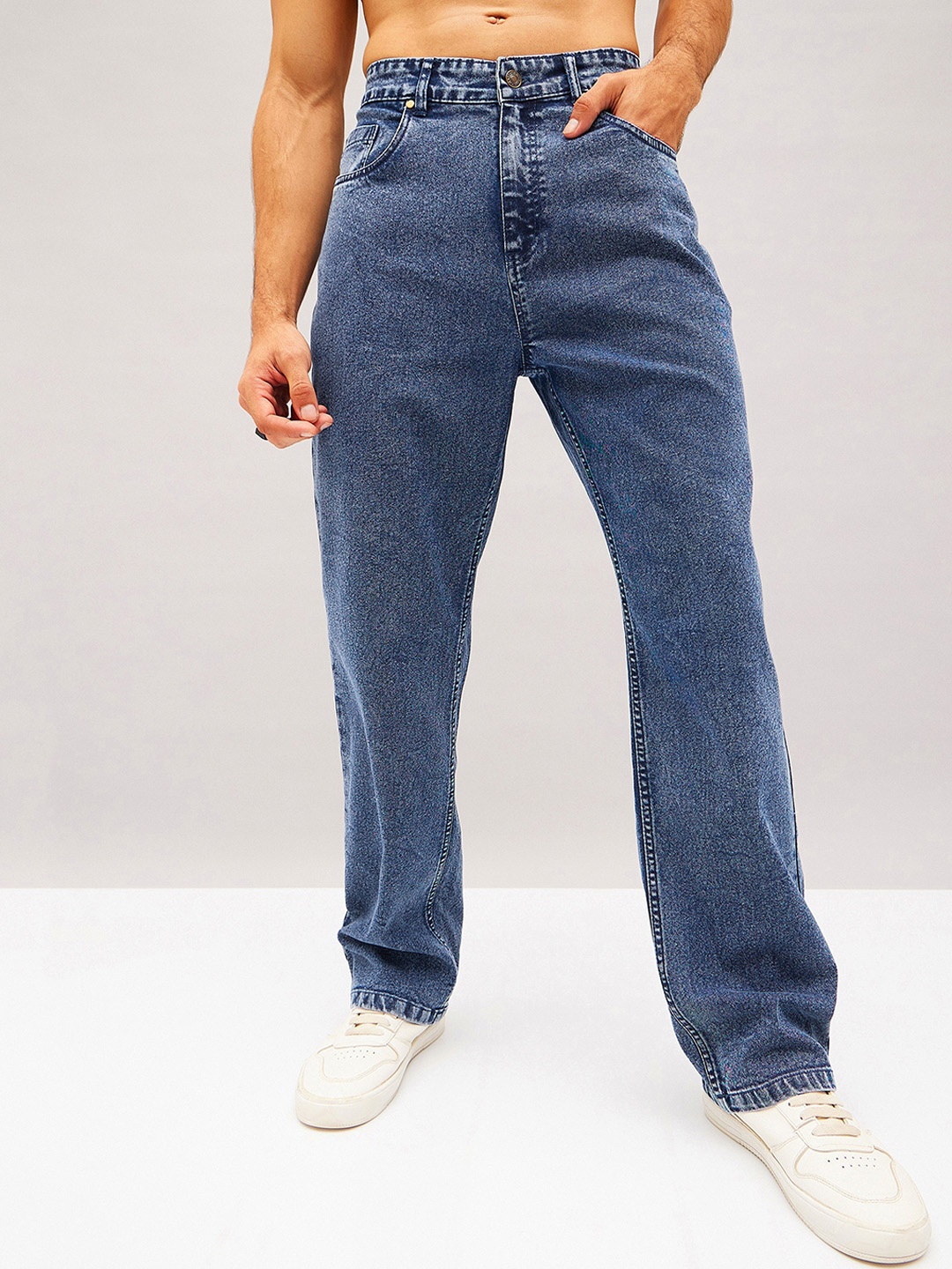 

MASCLN SASSAFRAS Men Blue Relaxed Fit Clean Look Light Fade Pure Cotton Jeans