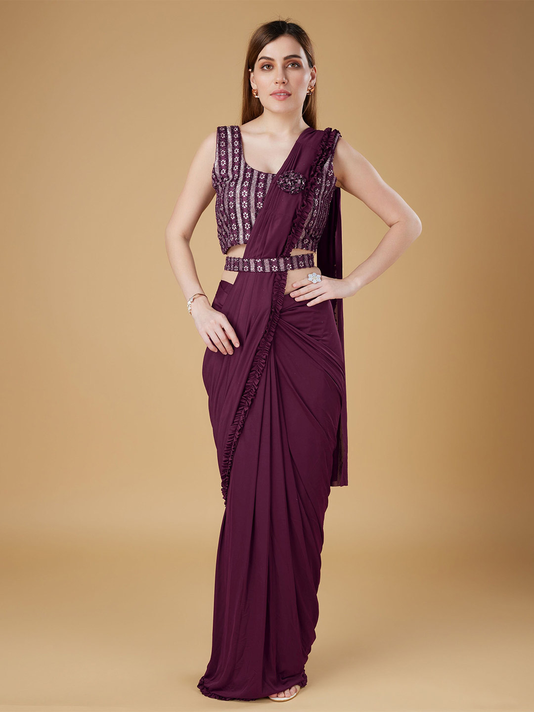 

Phenav Polyester Saree, Magenta