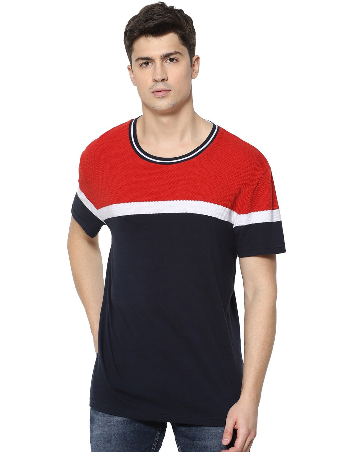 

Celio Colourblocked Cotton T-shirt, Navy blue