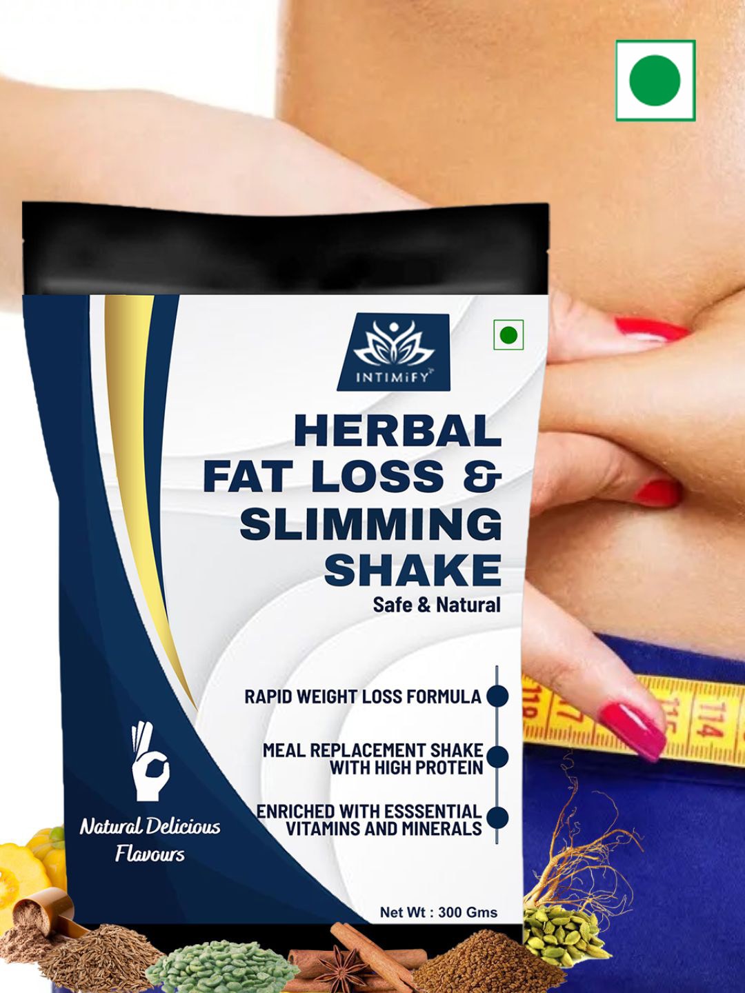 

INTIMIFY Kesar Pista Badam Herbal Fat Loss & Slimming Shake Powder - 300g, White