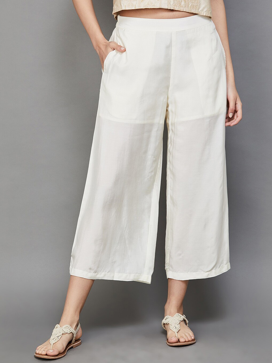 

Melange by Lifestyle Women Mid Rise Culottes Trousers, Off white