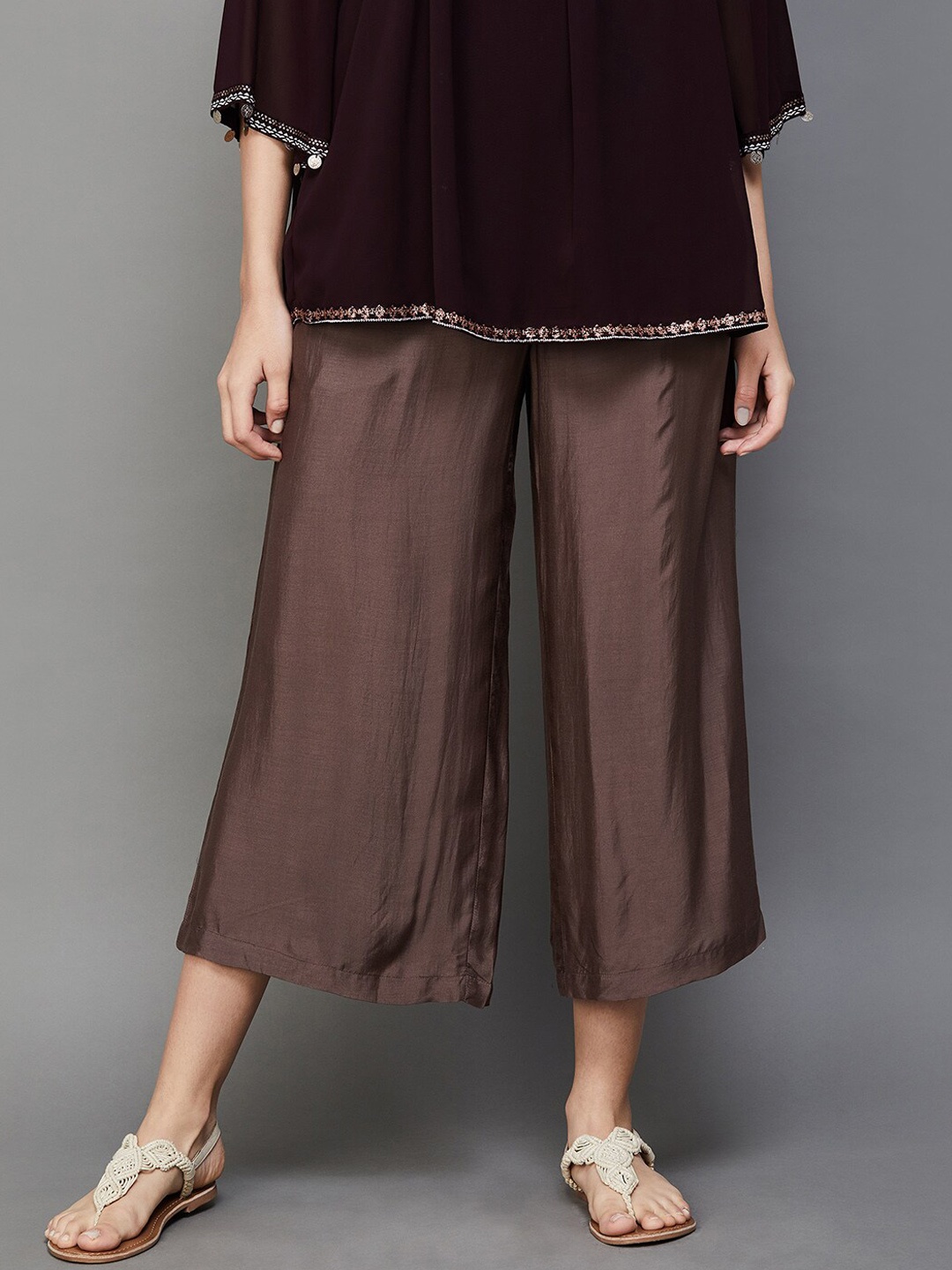 

Melange by Lifestyle Women Mid Rise Culottes Trousers, Brown