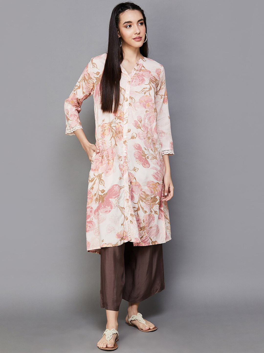 

Melange by Lifestyle Ethnic Motifs Printed Kurta, Pink