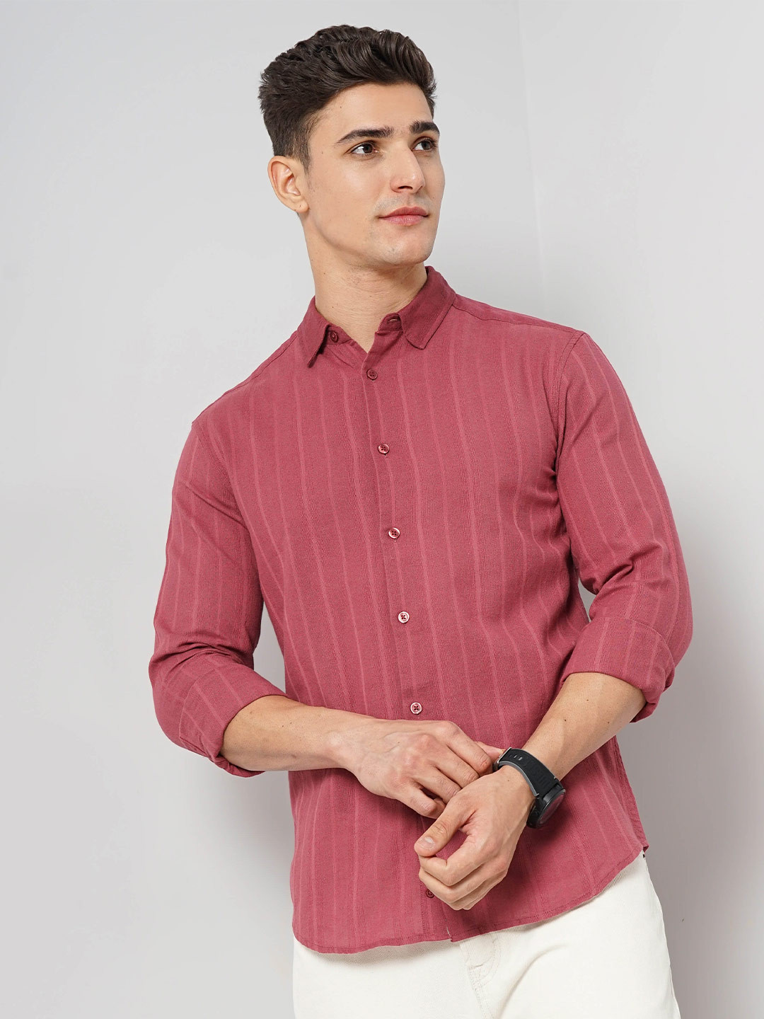 

Celio Classic Striped Long Sleeves Cotton Casual Shirt, Pink