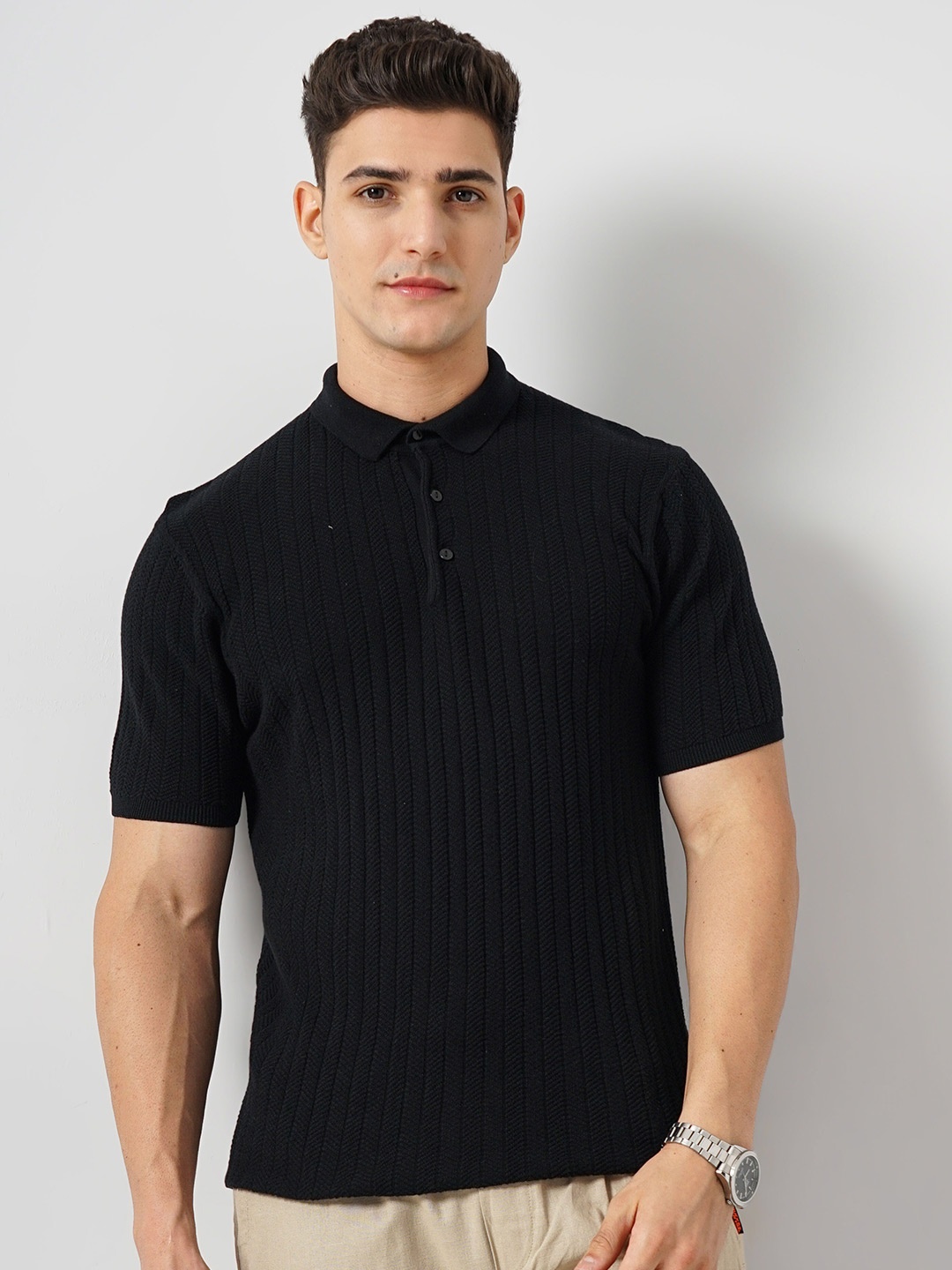 

Celio Polo Collar Cotton T-shirt, Black
