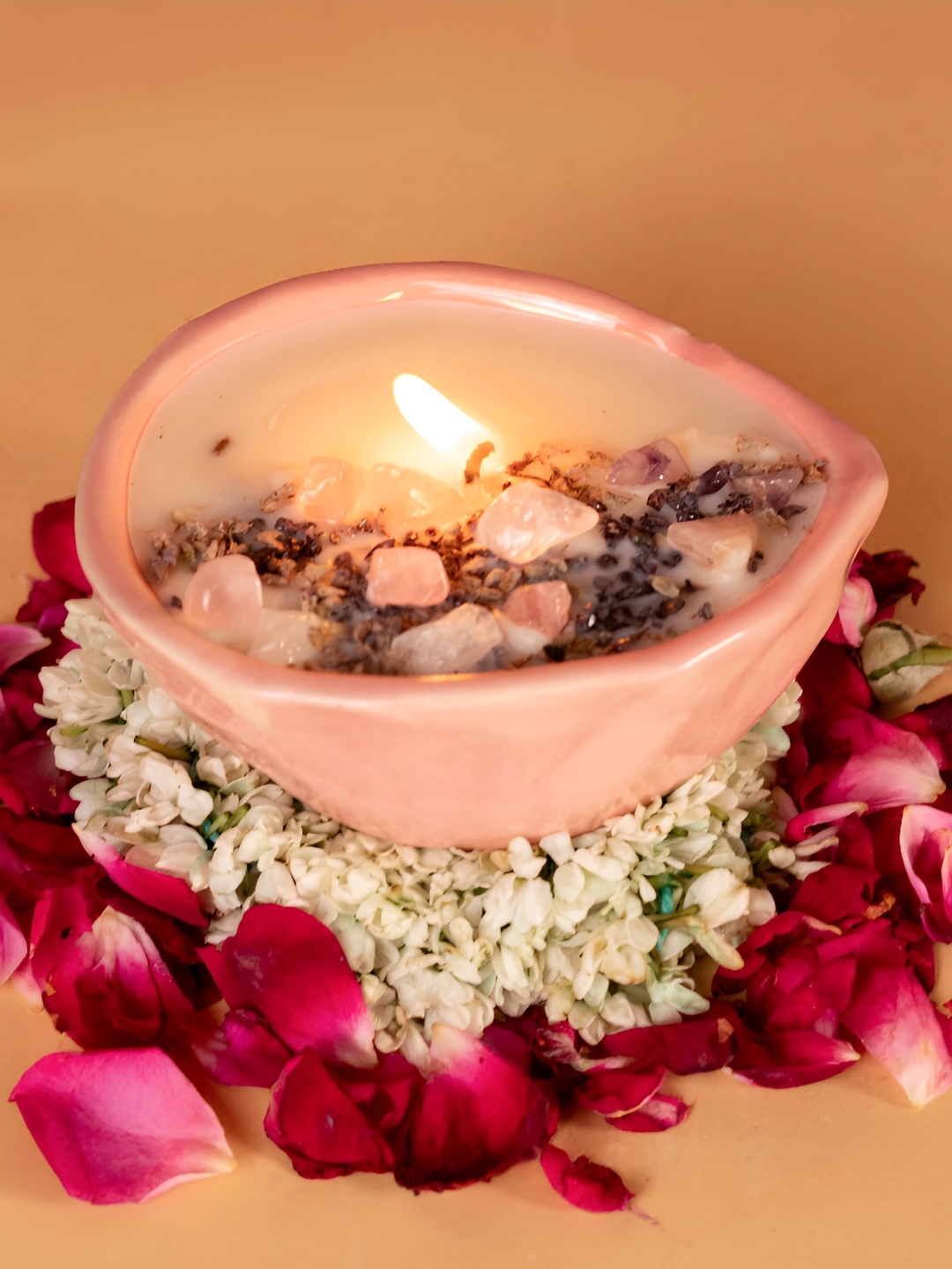 

The Orby House Pink Scented Ceramic Diya Jar Candle