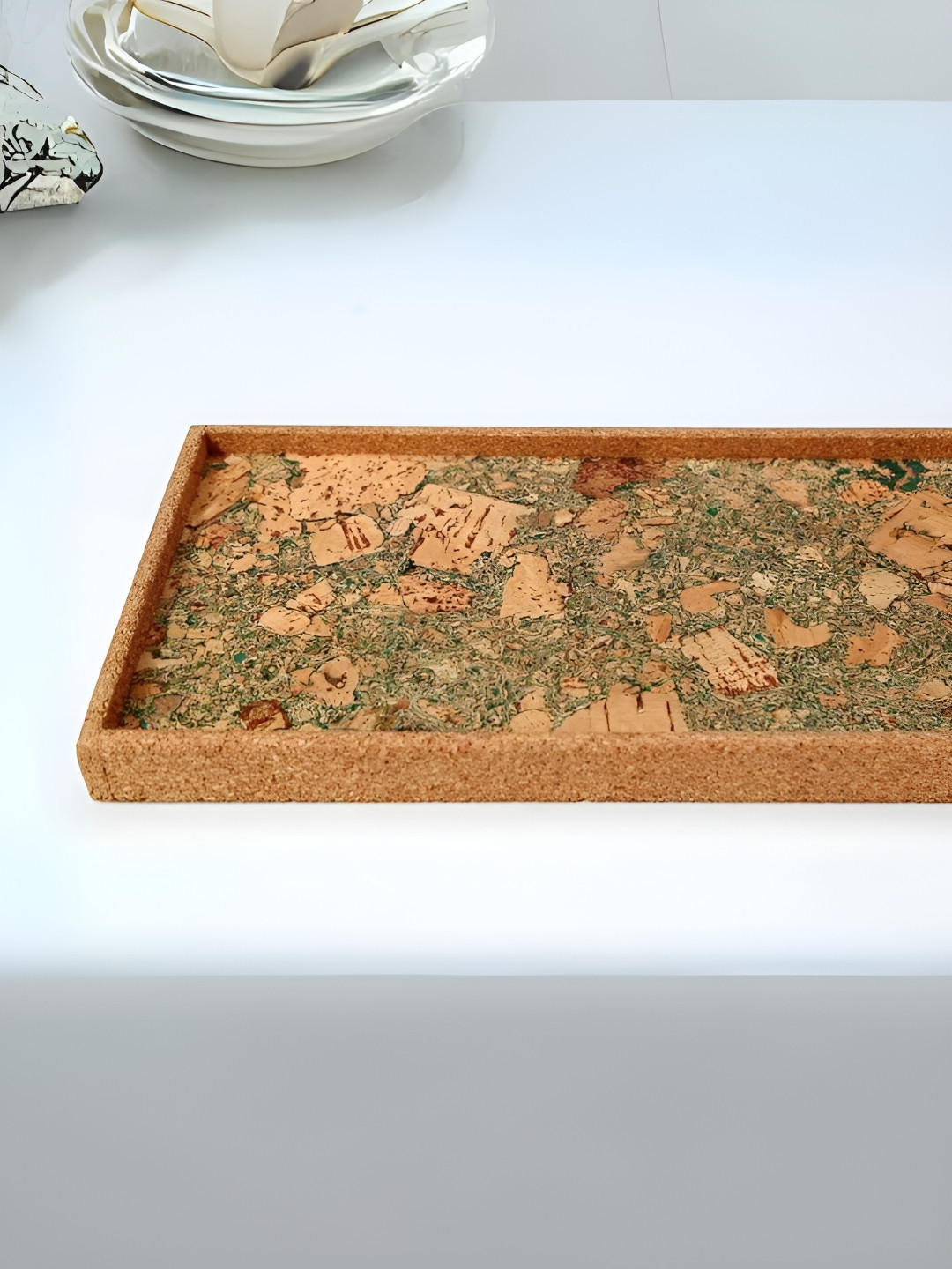 

Raw Yarns Beige Self Design Rectangle Cork Serving Tray
