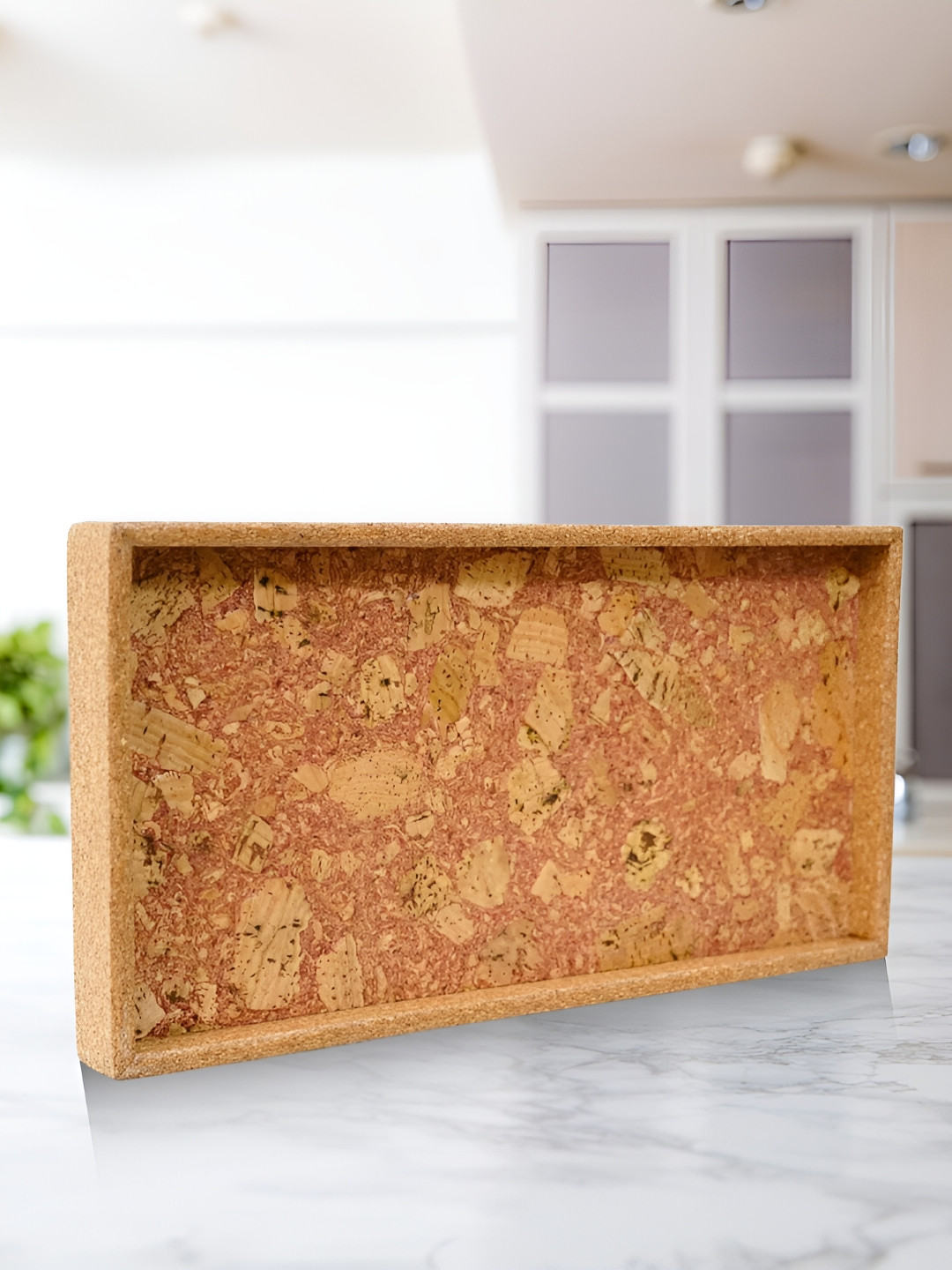 

Raw Yarns Beige Self Design Cork Rectangle Serving Tray