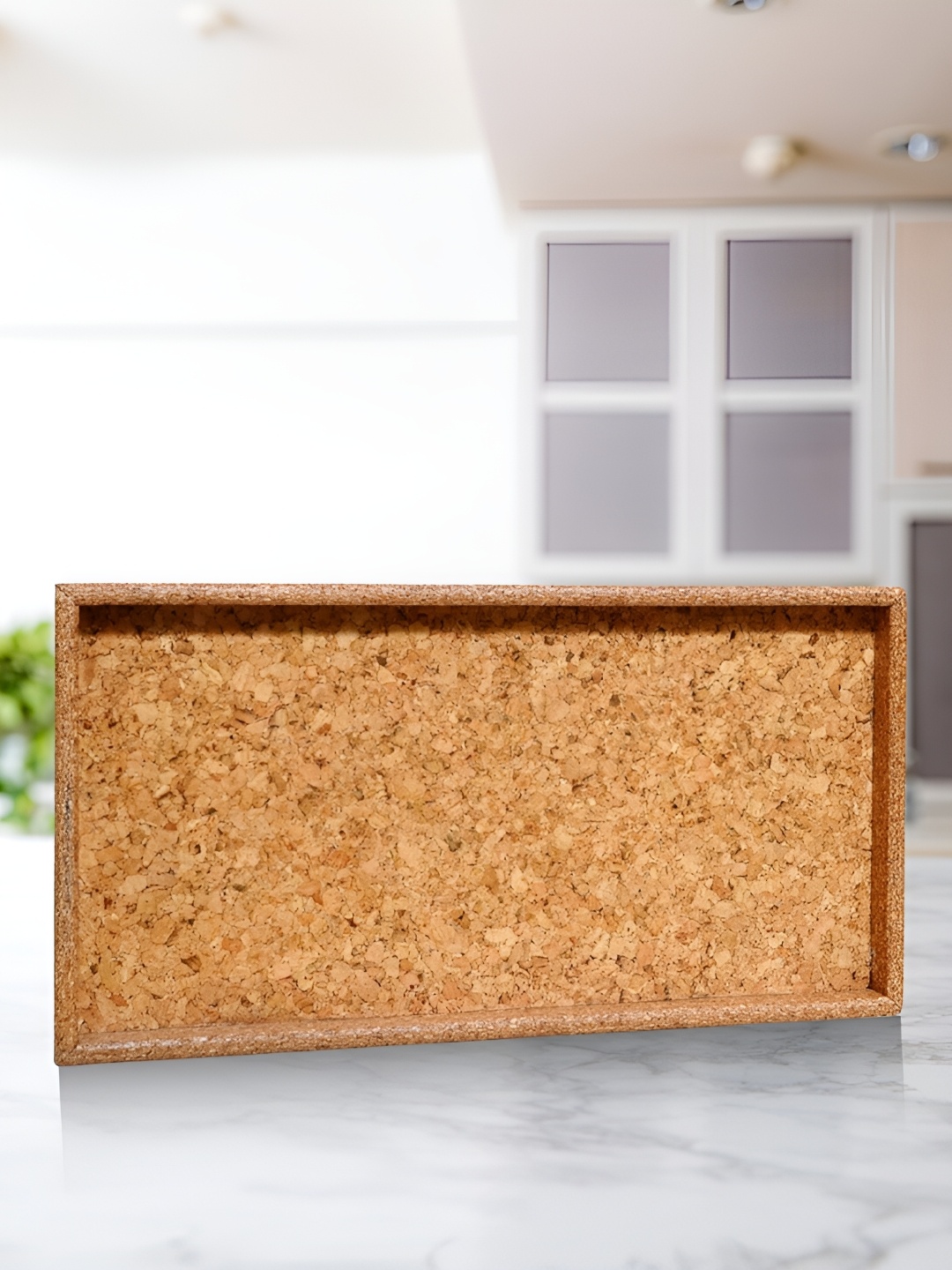 

Raw Yarns Beige Self Design Cork Rectangle Serving Tray