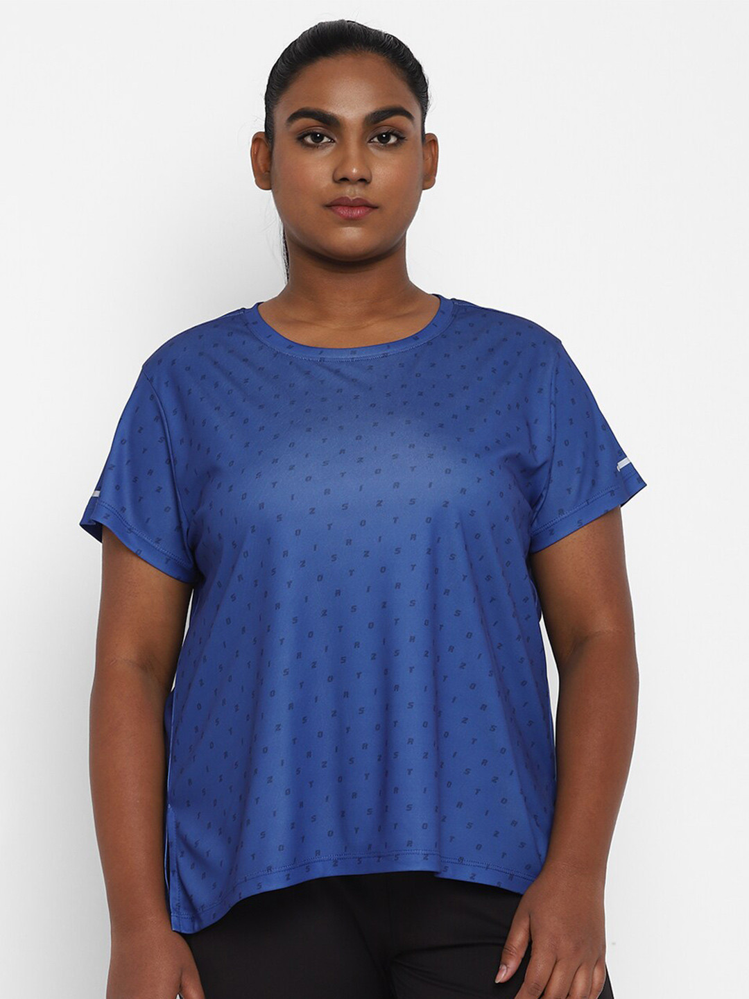 

Sztori Plus Size Active Wear Conversational Printed T-shirt, Blue