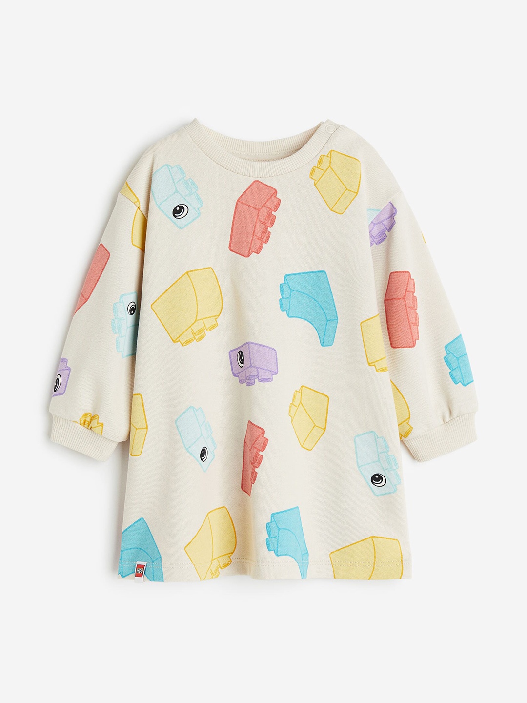 

H&M Girls Printed Pure Cotton Sweatshirt Dress, Beige