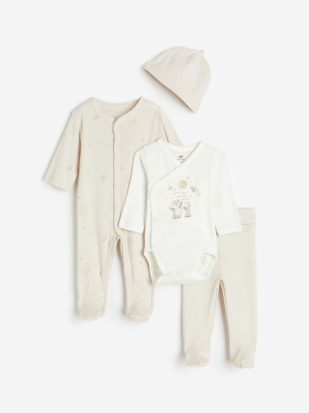 

H&M Infant Boys Pure Cotton 4-Piece Gift Set, Beige