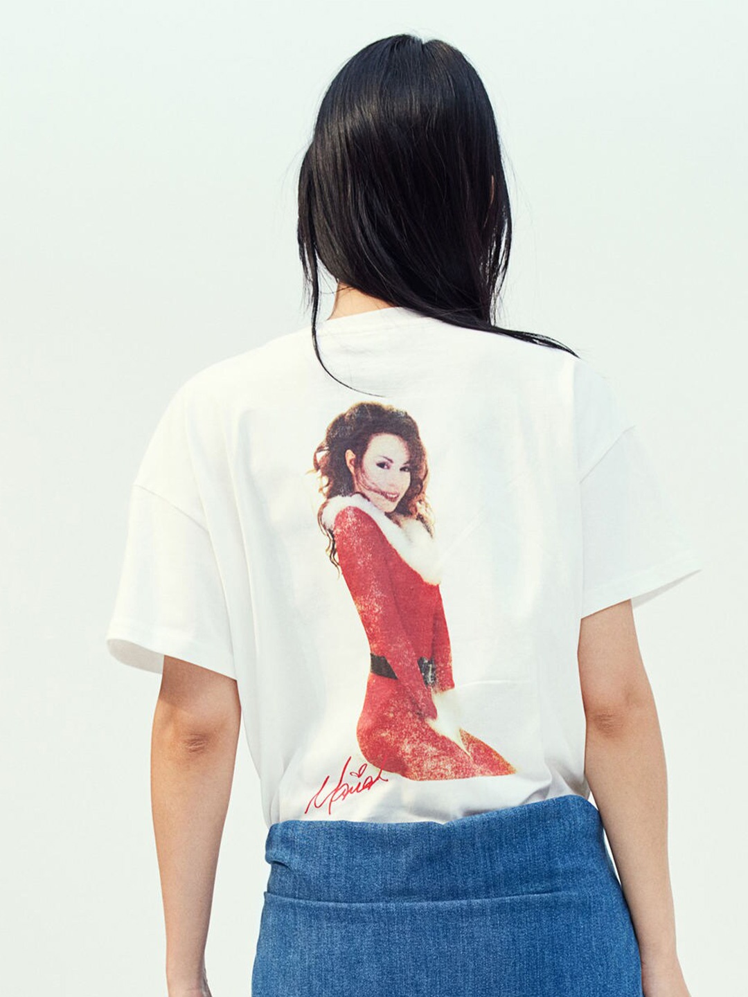 H&M Pure Cotton Oversized Printed Tshirt, White