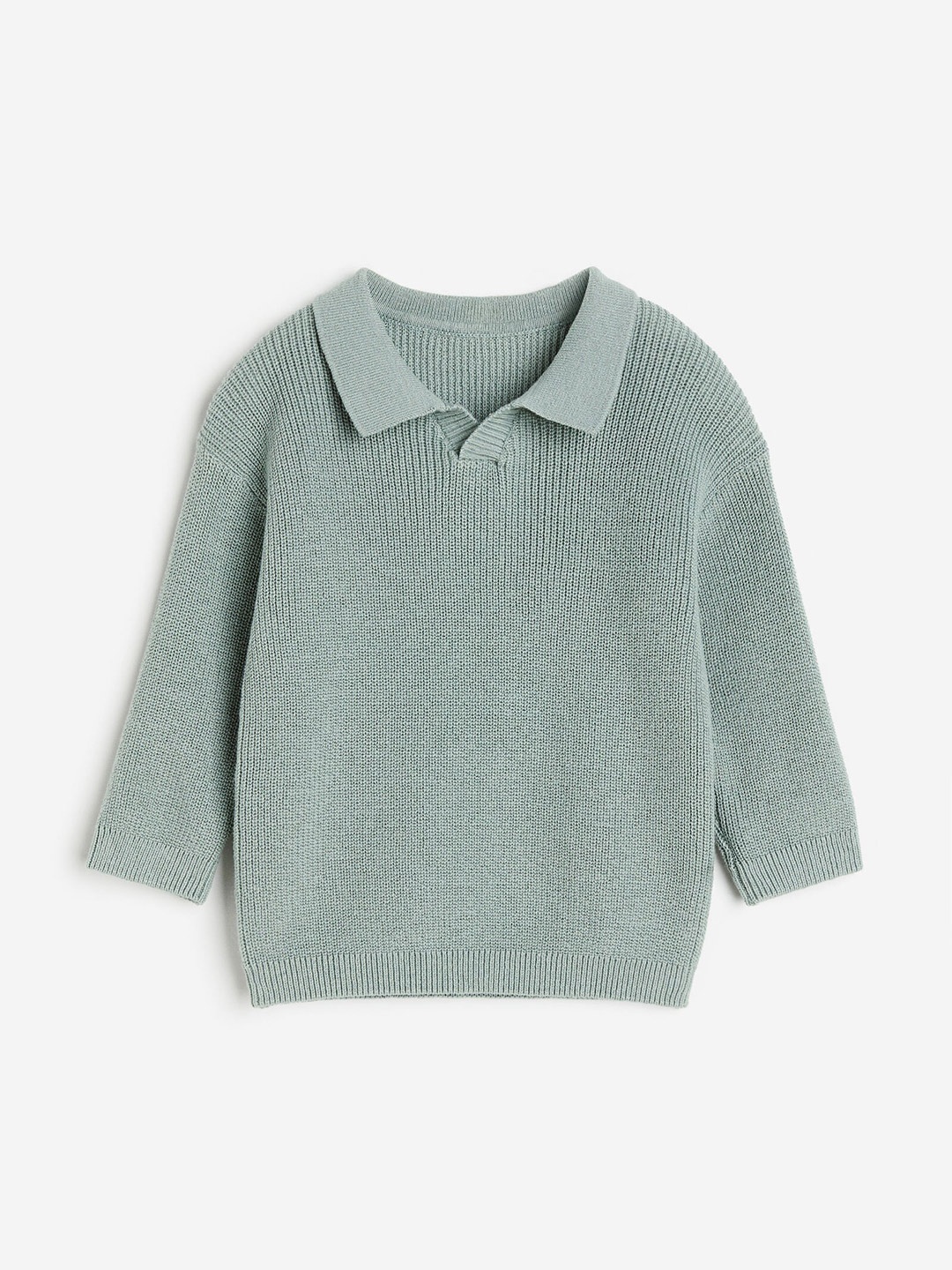 

H&M Boys Pure Cotton Collared Jumper, Sea green