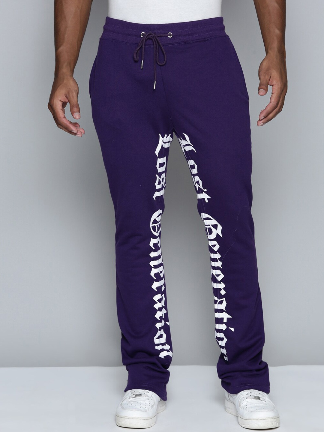 

WAIMEA Men Typography Printed Bootcut-Fit Track Pant, Purple