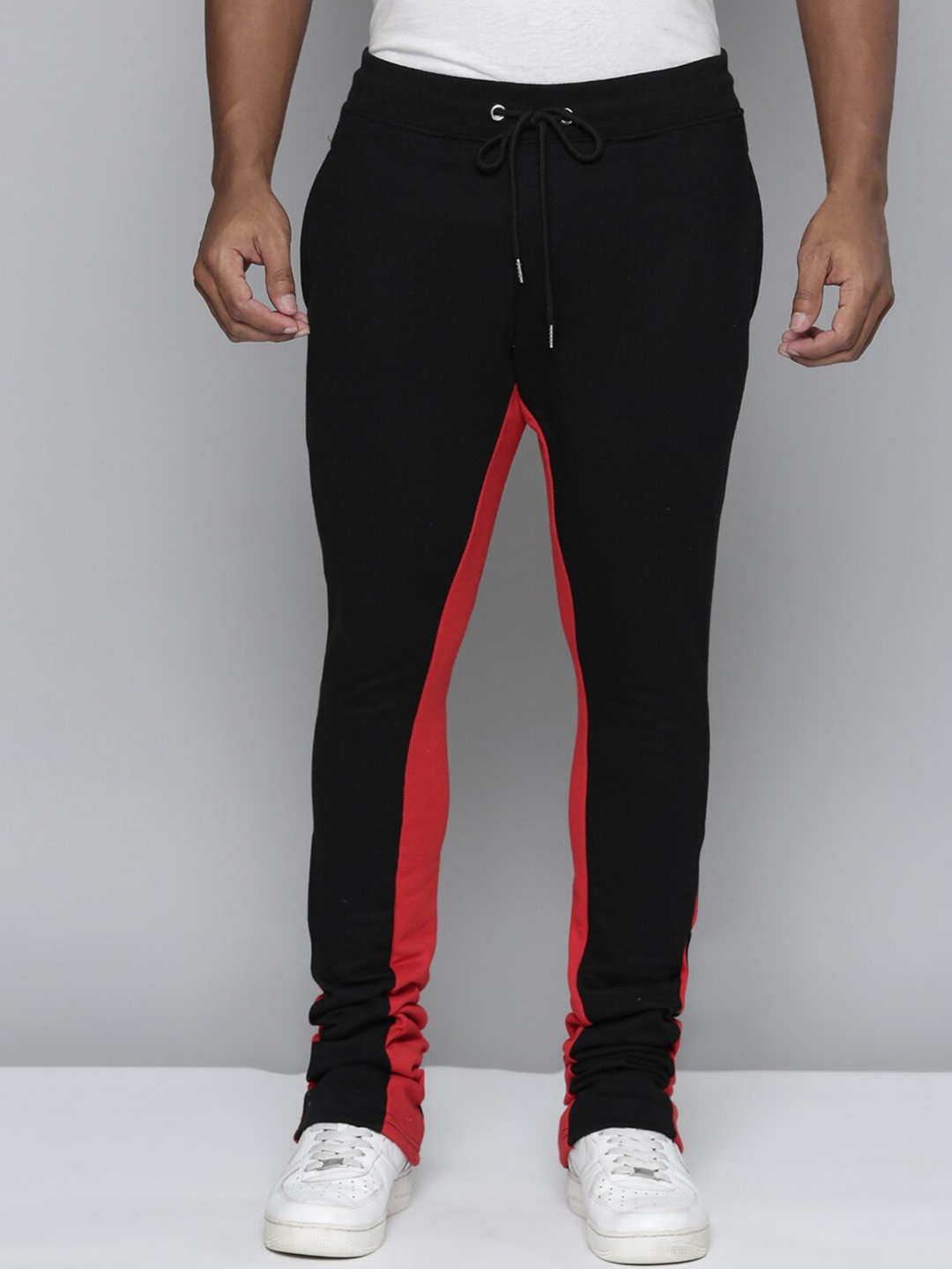 

WAIMEA Men Colourblocked Bootcut-Fit Mid-Rise Sports Track Pants, Red