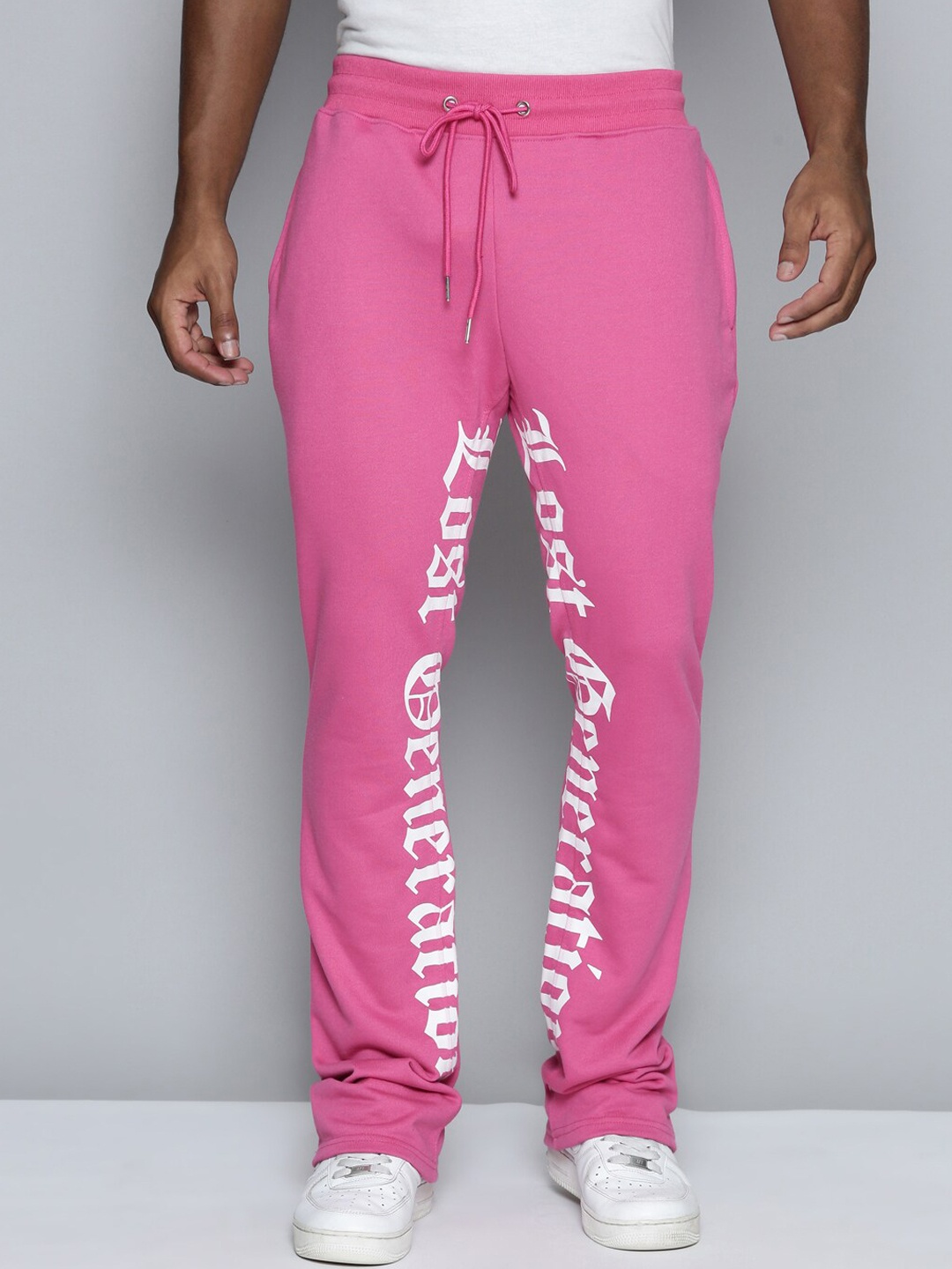 

WAIMEA Men Typography Printed Bootcut-Fit Track Pant, Pink