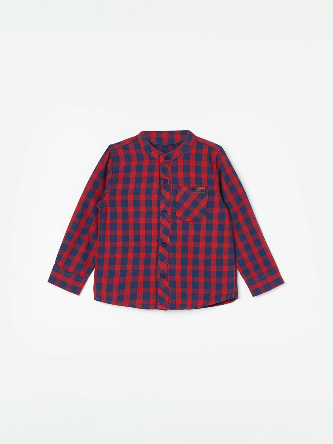 

Juniors by Lifestyle Boys Buffalo Checked Band Collar Regular Fit Cotton Casual Shirt, Red