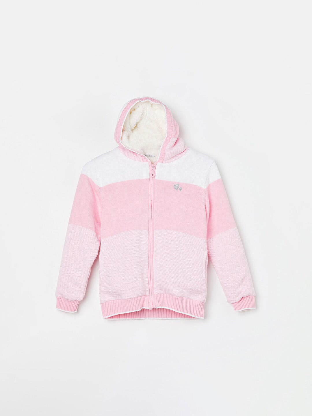 

Fame Forever by Lifestyle Girls Striped Long Sleeves Pure Cotton Front-Open Sweater, Pink