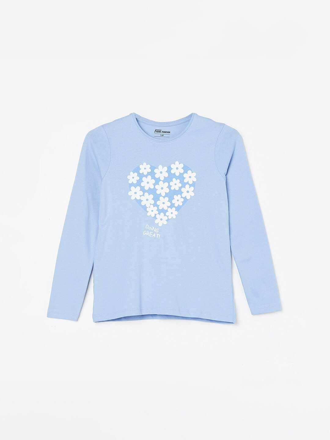 

Fame Forever by Lifestyle Girls Floral Printed Long Sleeve Cotton T-shirt, Blue