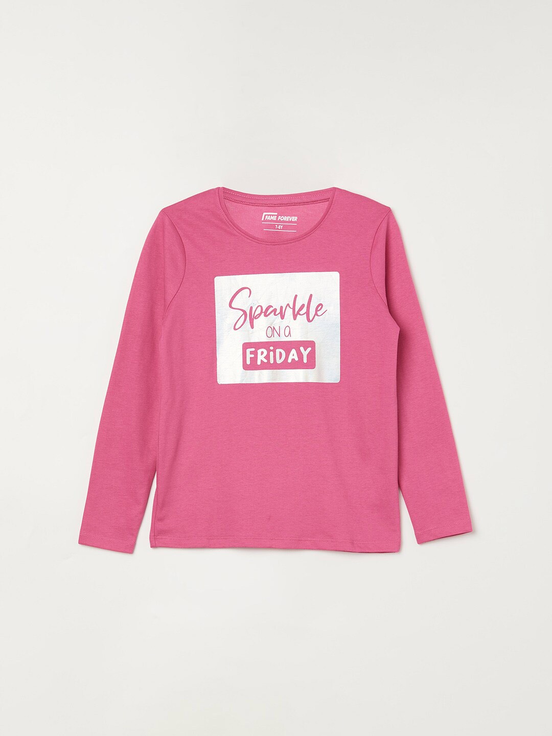 

Fame Forever by Lifestyle Girls Typography Printed Cotton T-shirt, Pink