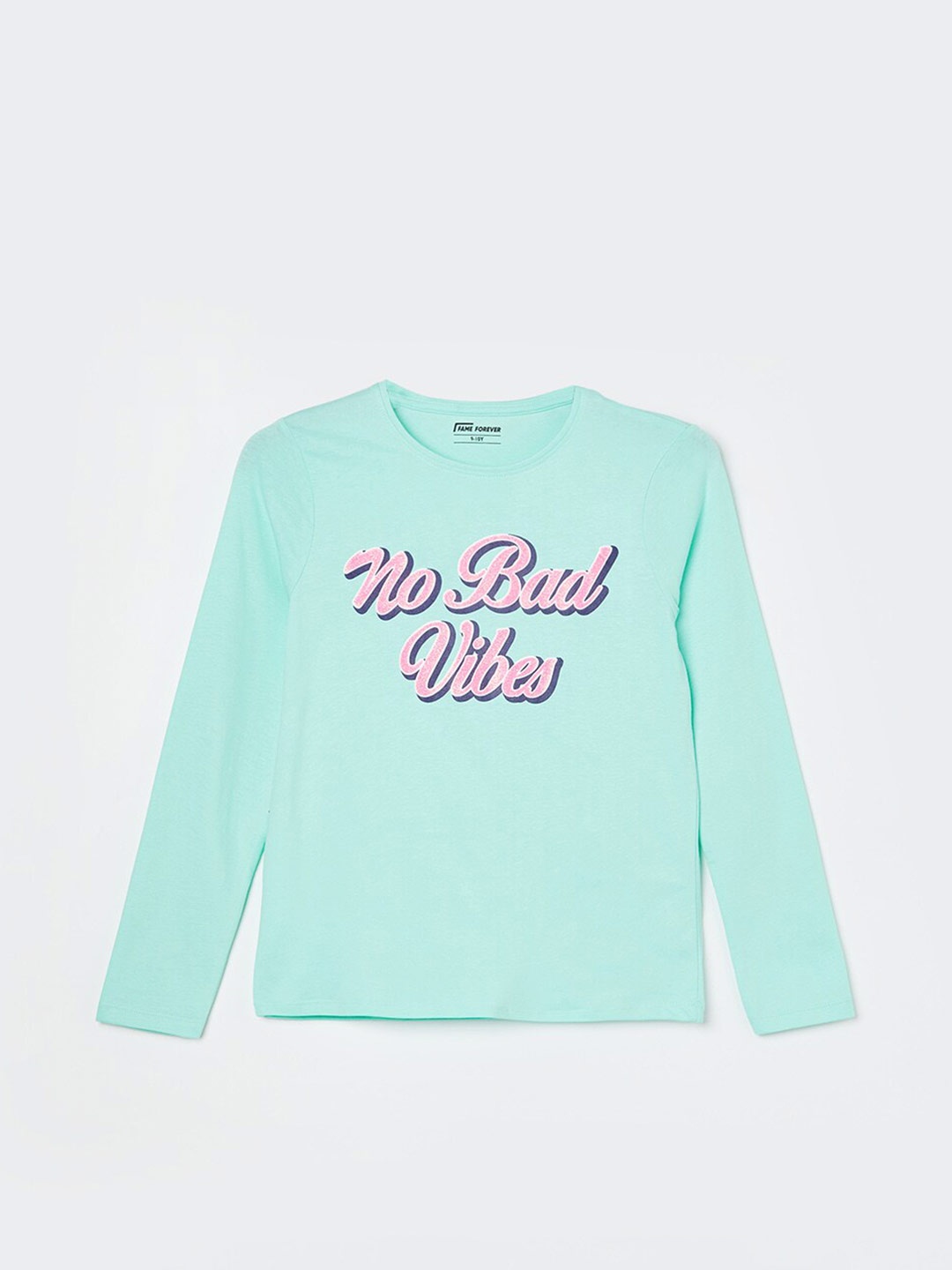 

Fame Forever by Lifestyle Girls Typography Printed Long Sleeve Cotton T-shirt, Green